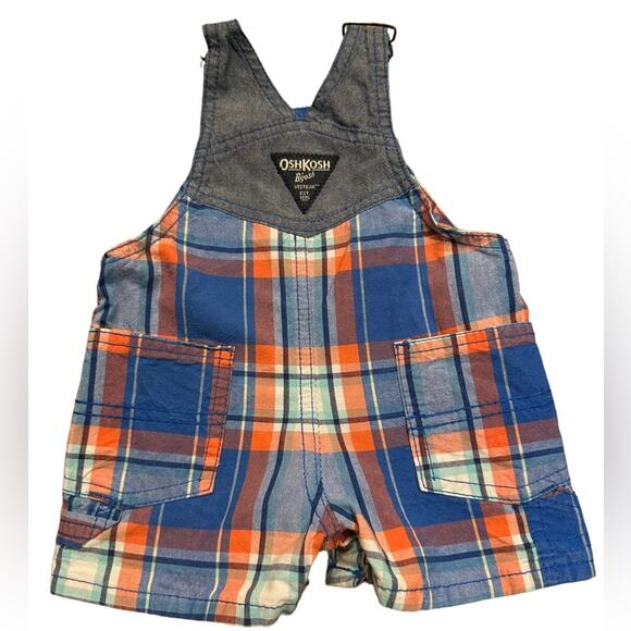 OshKosh B'Gosh Infant Size 3 Months Plaid Overalls - Picture 2 of 5